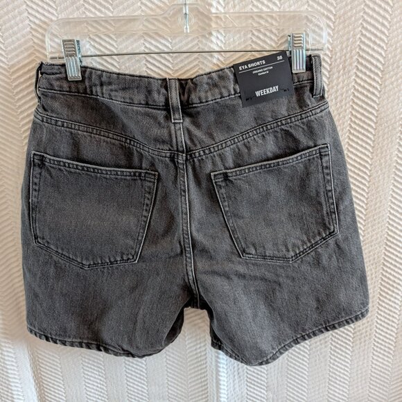 NWT Weekday EYA Black Denim Shorts High Rise Organic Cotton Size 38, Size 6 - Picture 6 of 7
